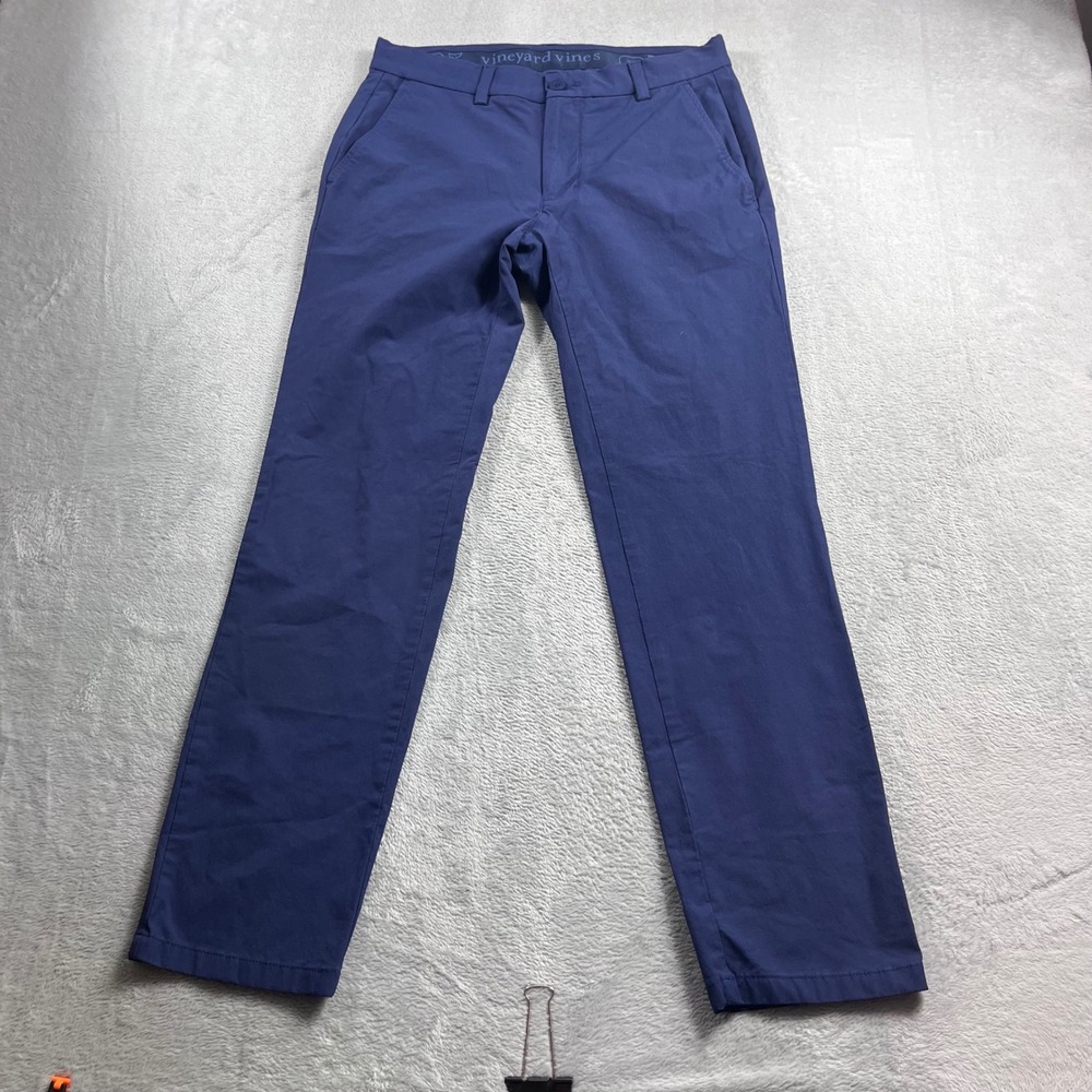 Vineyard Vines Performance On-The-Go Pants Mens 30x30 Navy Blue Chino Stretch